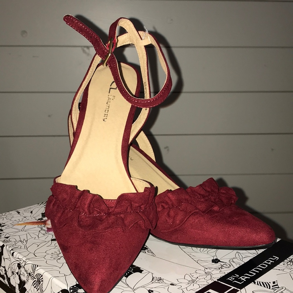 CL by Laundry red velvet shoes; never worn